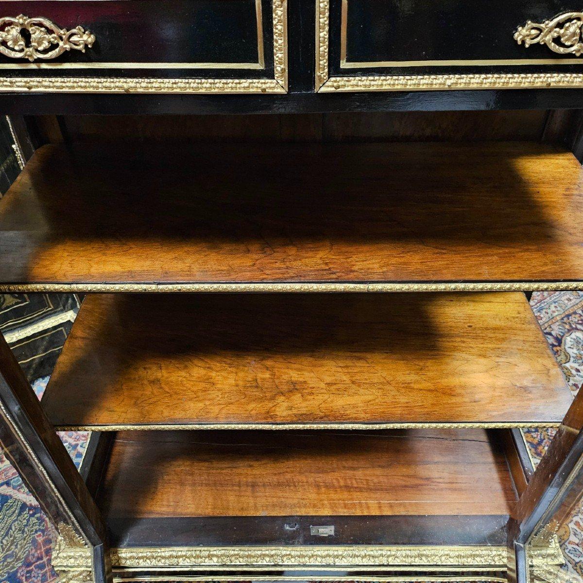 Vitrine Bookcase Napoleon III Boulle 19th Century Black Glass Gilt  Bronze In Good Condition In Paris, FR