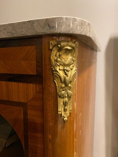 Vitrine French 2 Door with Marble Top, Ormolu Mounts, Louis XV Styling