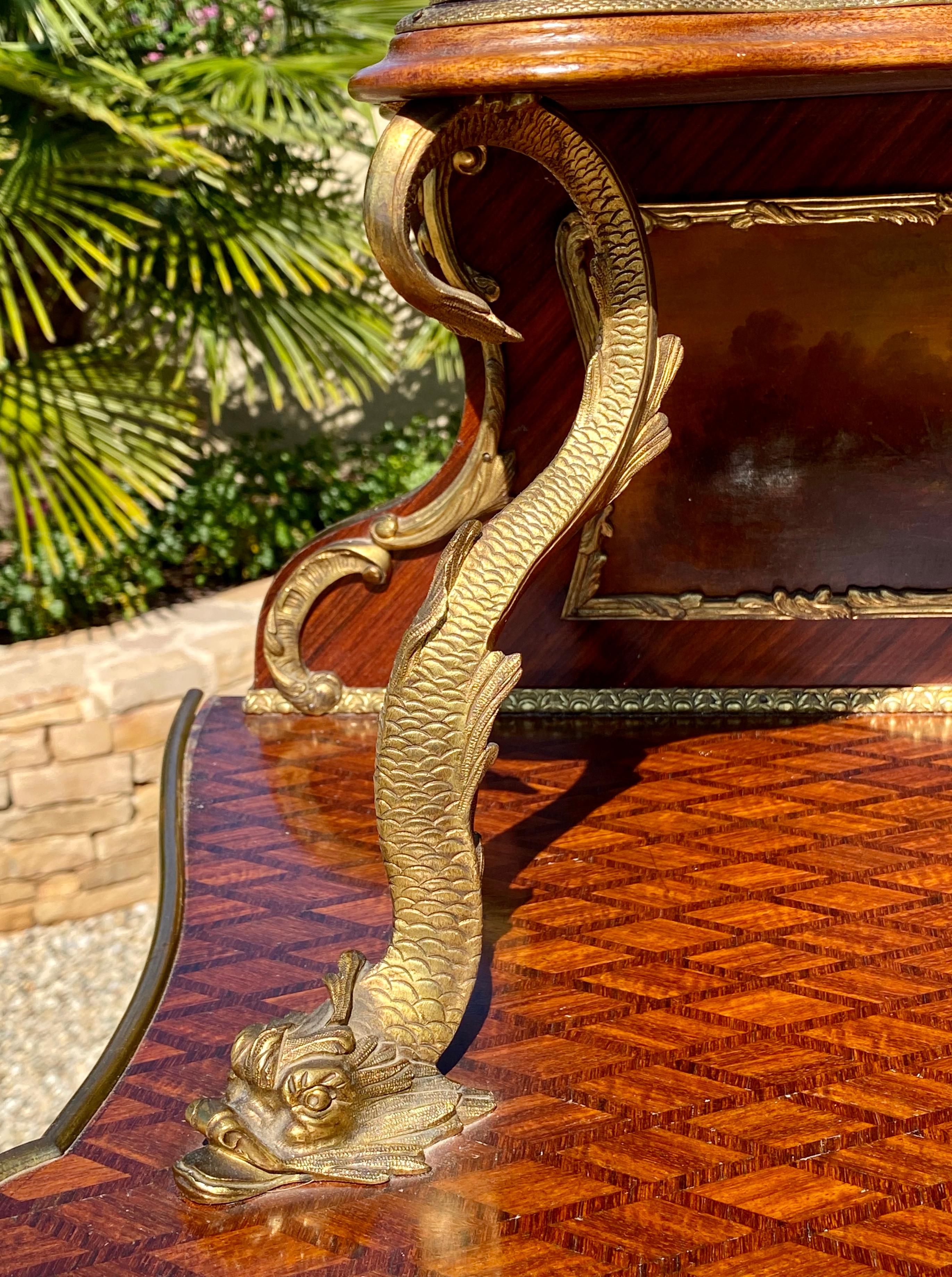 Bronzo Intarsio e bronzo dorato, Vitrina stile Luigi XV del XIX secolo in vendita