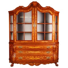 Vitrine with Inlay Made of Mahogany and Maple in the Dutch Baroque Style