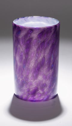 Vitrix Hot Glass Studio Cased Purple & White Vase, New York Art Glass