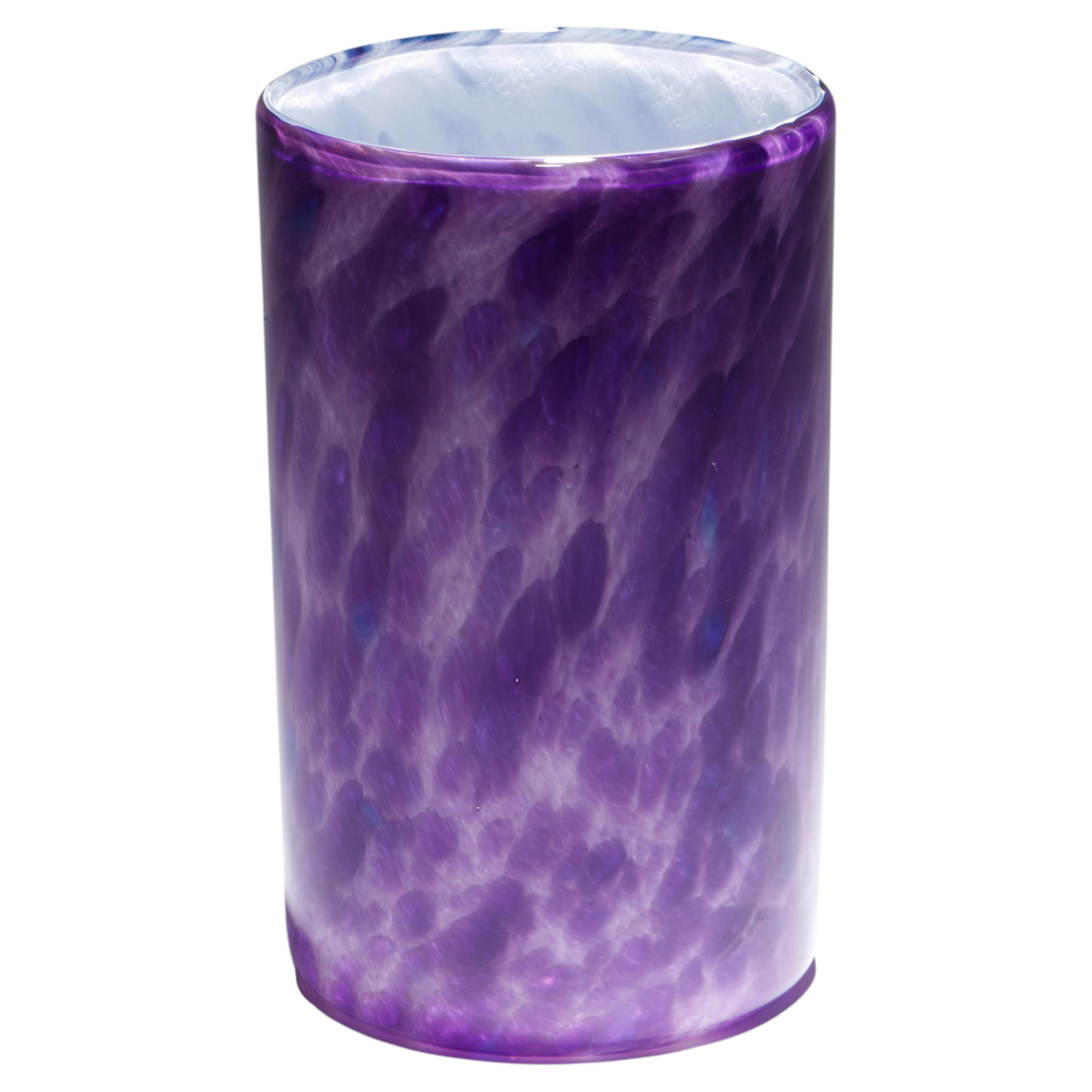 Vitrix Hot Glass Studio Vase en écrin pourpre et blanc, verre d'art de New York