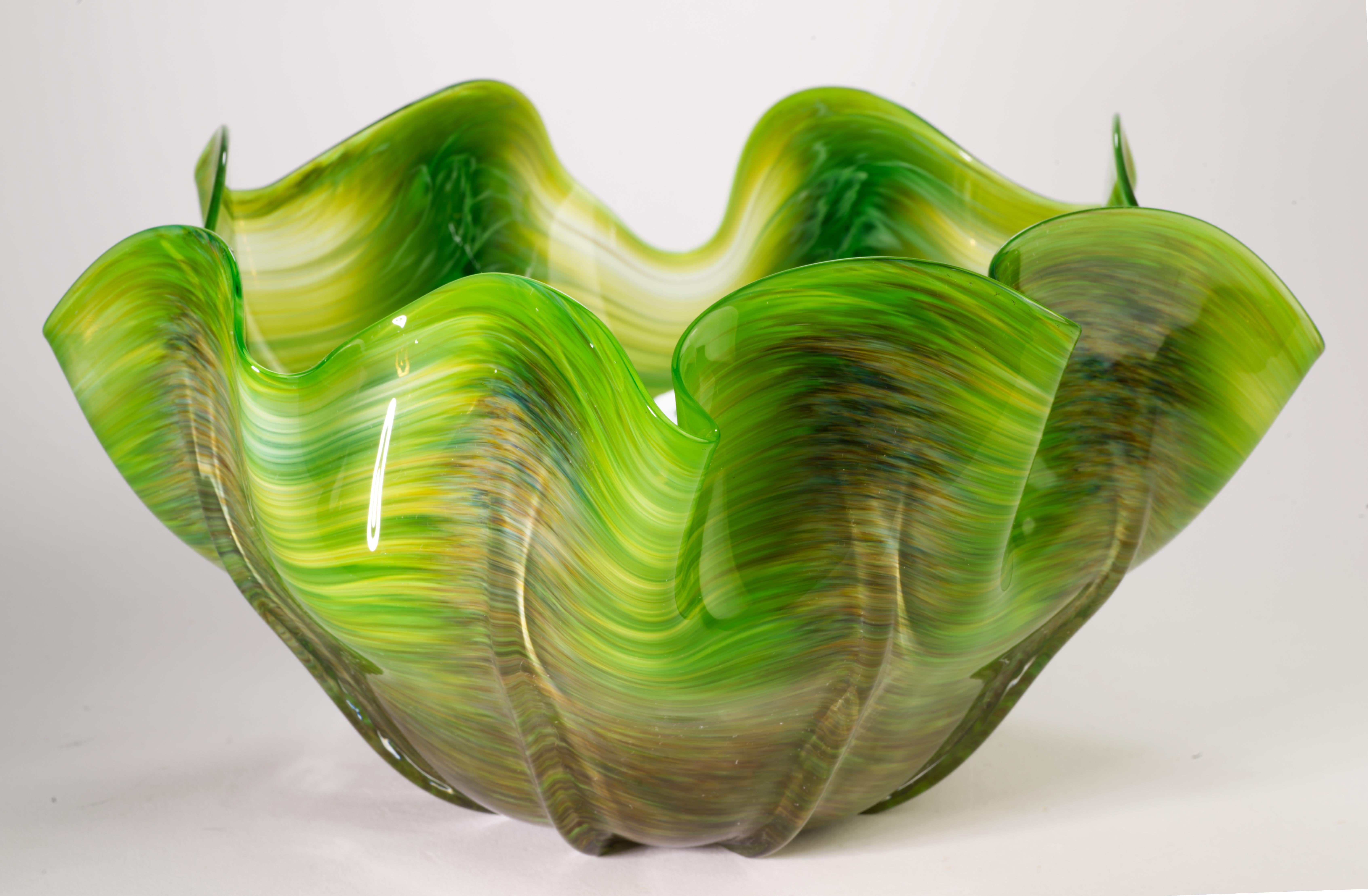 Organic Modern Vitrix Hot Glass Studio Organic Folded Edge Bowl, New York Art Glass
