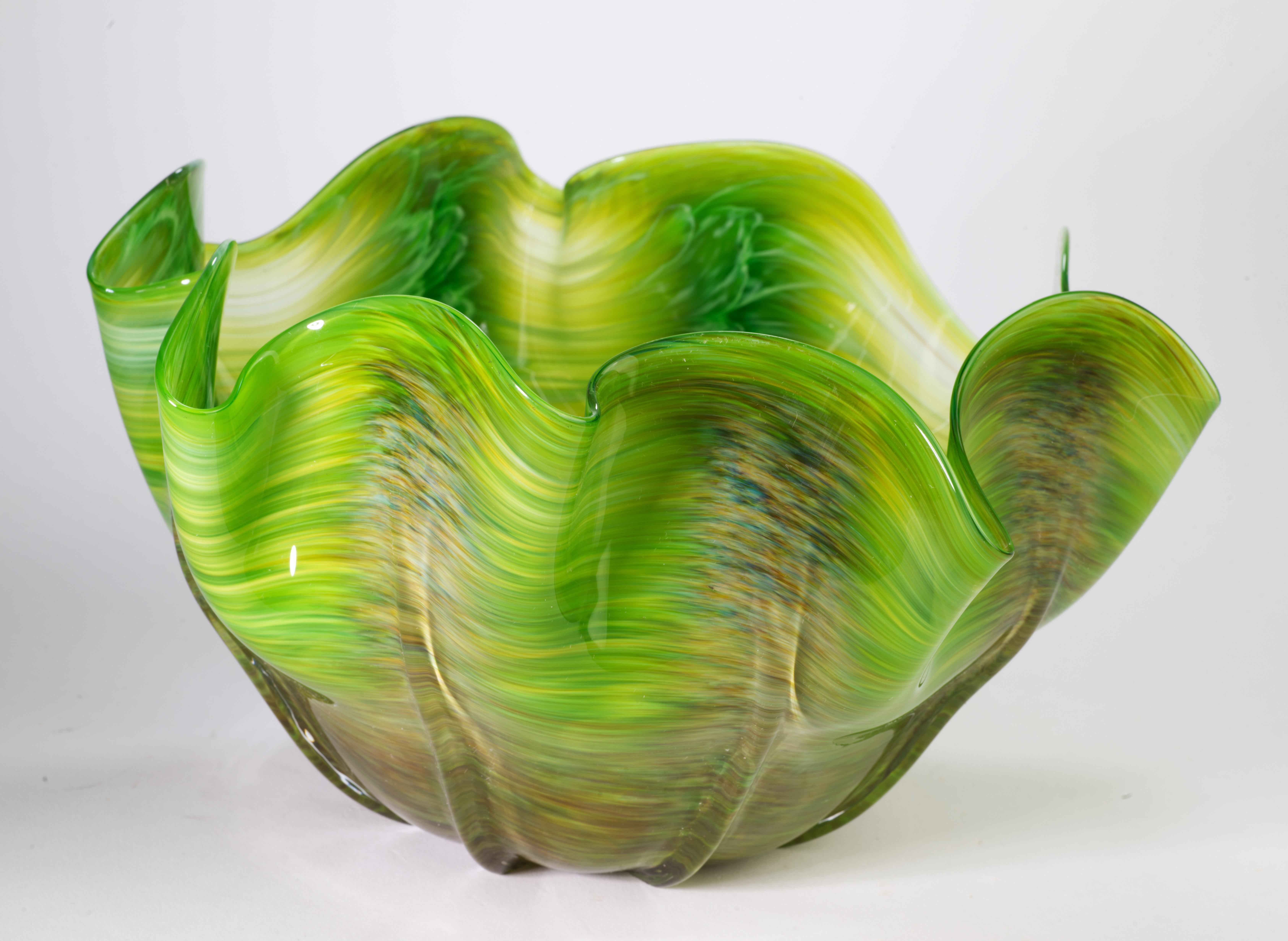 American Vitrix Hot Glass Studio Organic Folded Edge Bowl, New York Art Glass