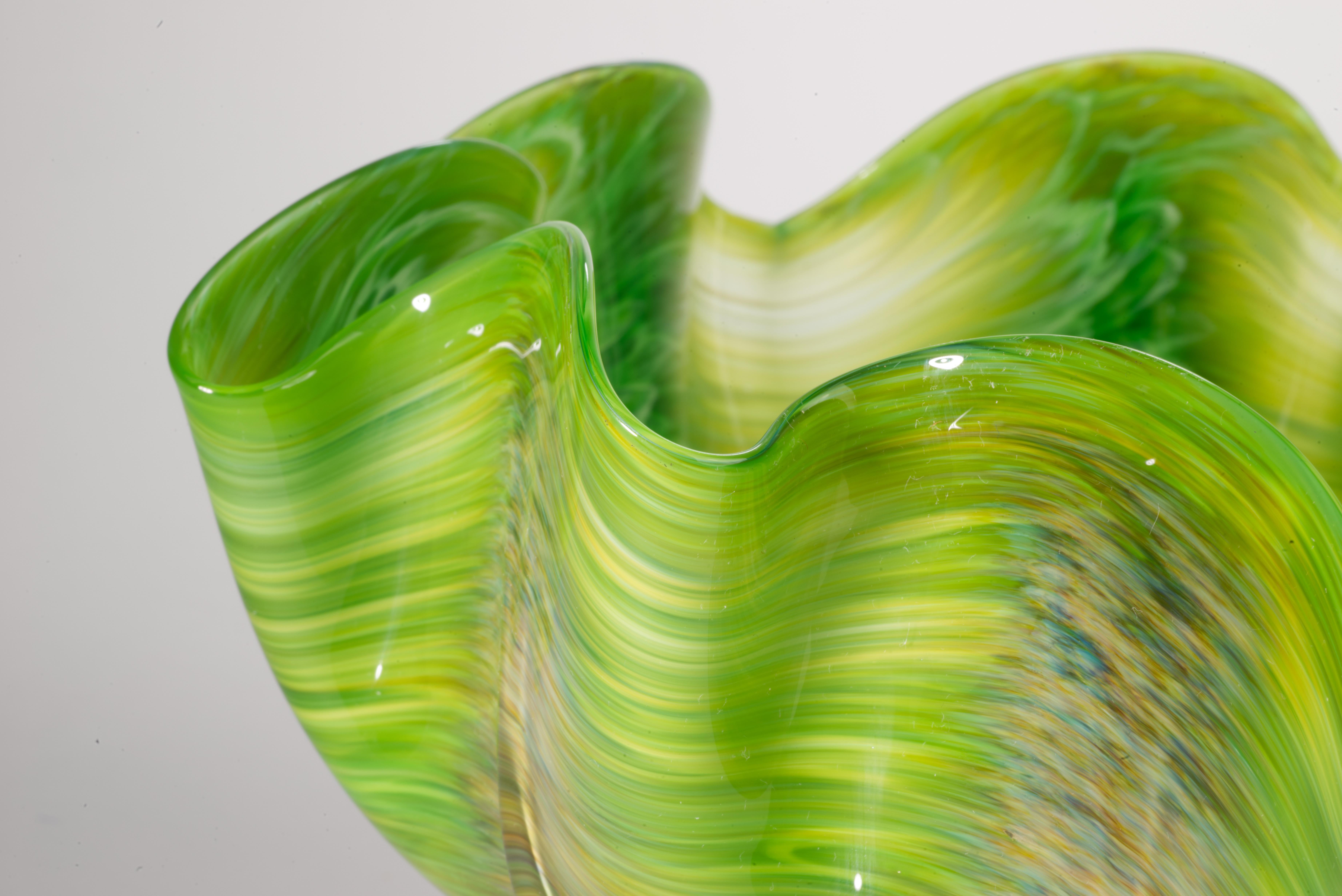 Contemporary Vitrix Hot Glass Studio Organic Folded Edge Bowl, New York Art Glass