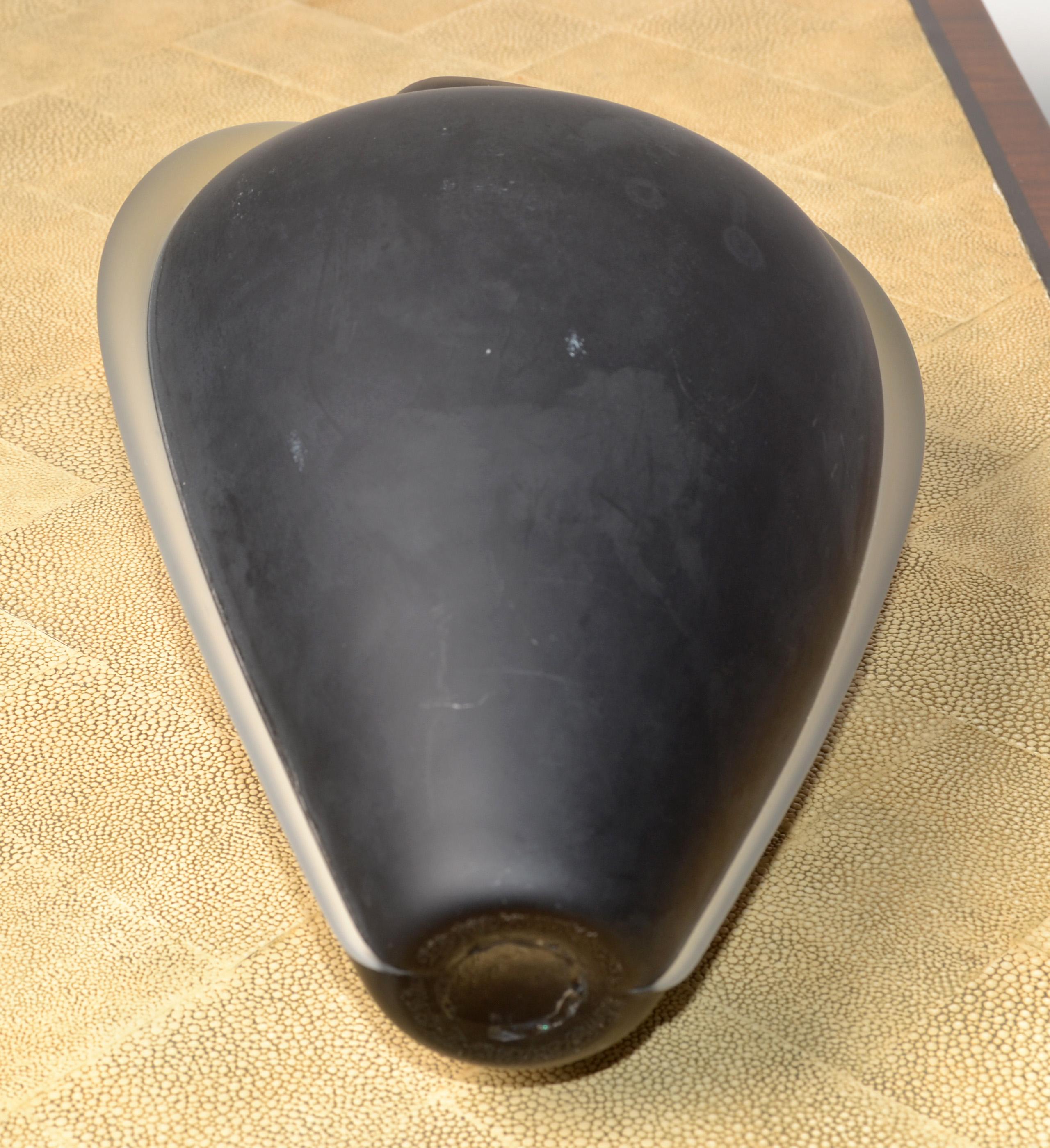 Vitrix Studio Blown Black Scavo Clear Art Glass Vase Thomas Buechner Op Art 80s For Sale 4