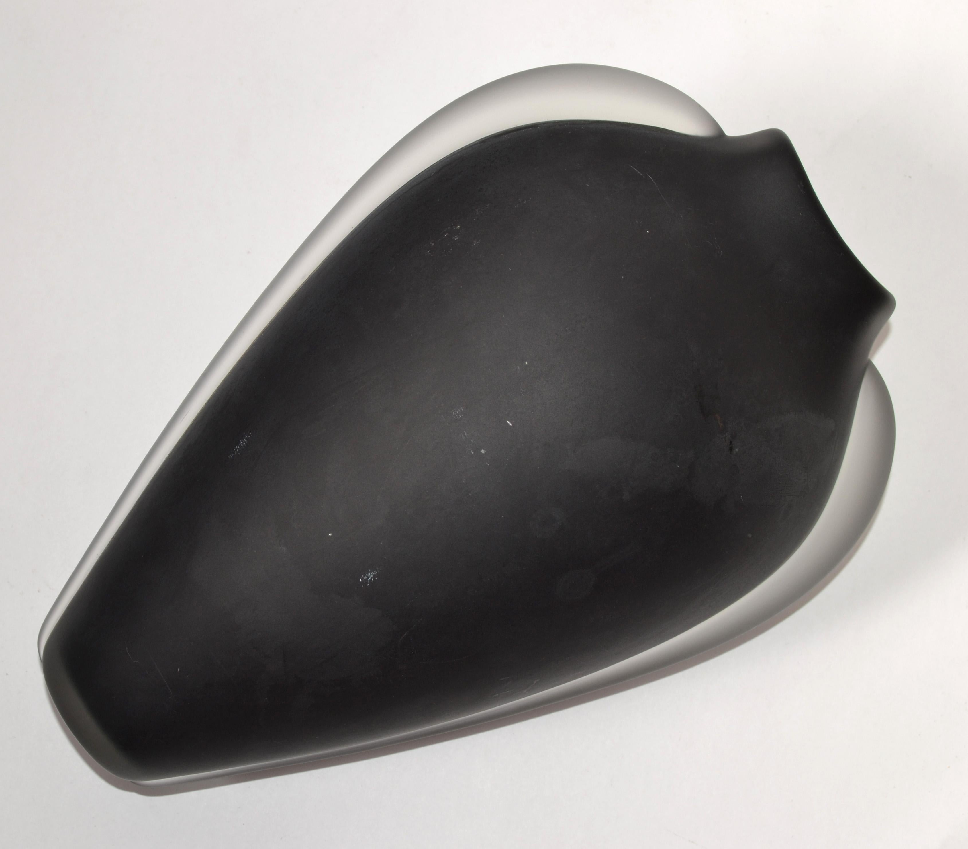Vitrix Studio Blown Black Scavo Clear Art Glass Vase Thomas Buechner Op Art 80s For Sale 8