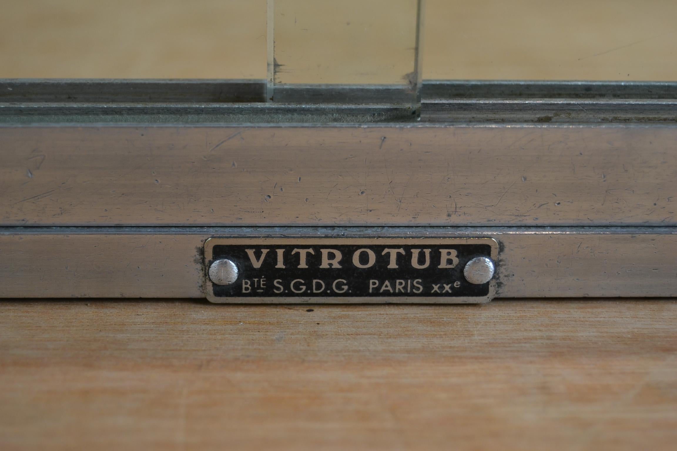 Aluminum Glass Counter Top Shop Showcase by Vitrotub Paris France, 1920s