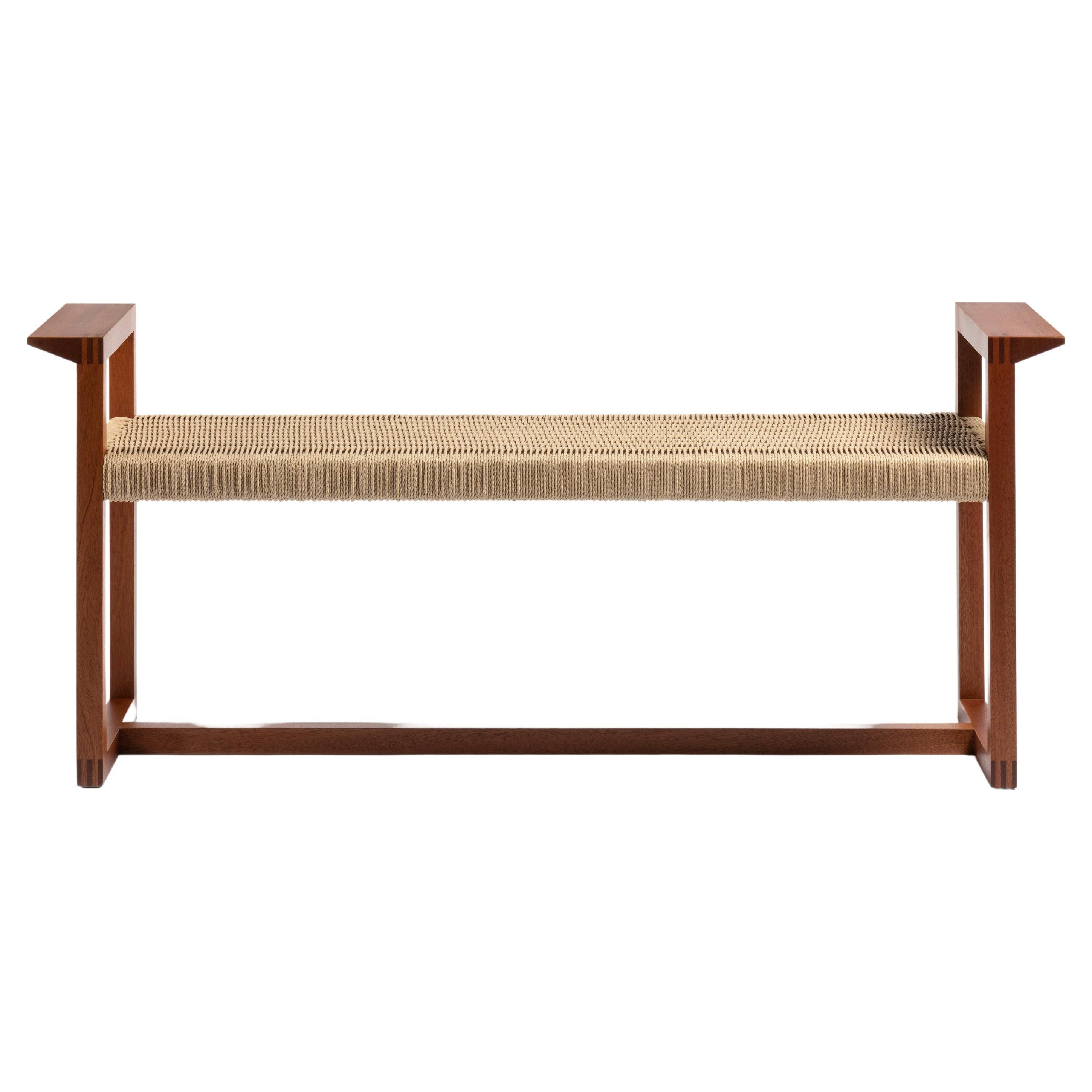 Vitruvio Collection Solid Mahogany and Rope Bench CMP Design for Giordano Viganò For Sale