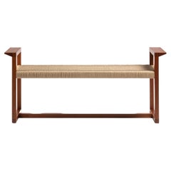 Vitruvio Collection Solid Mahogany and Rope Bench CMP Design for Giordano Viganò
