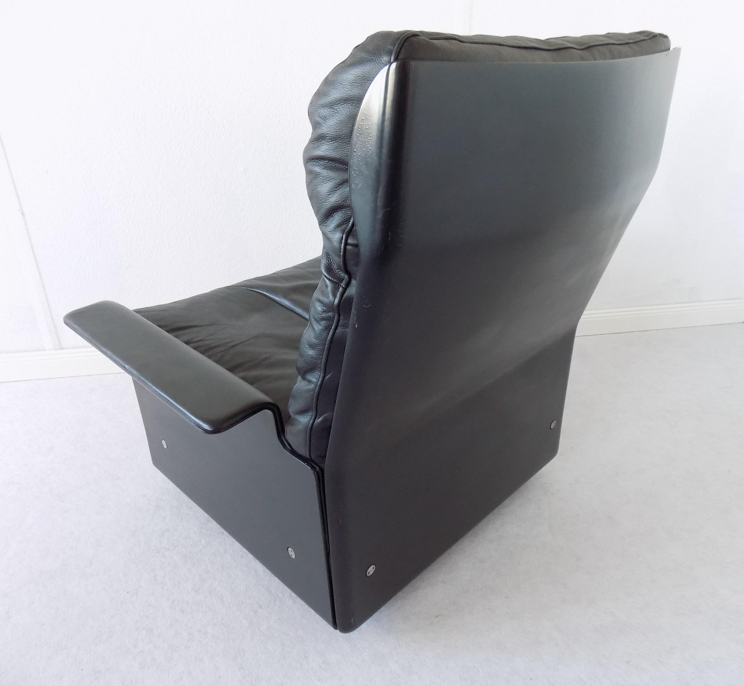 Vitsoe 620 by Dieter Rams Black Leather Lounge chair, Mid-Century modern, German 2