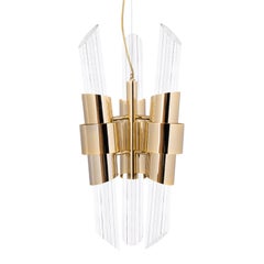 Vitta Gold Medium Pendant with Crystal Glass Cylinders