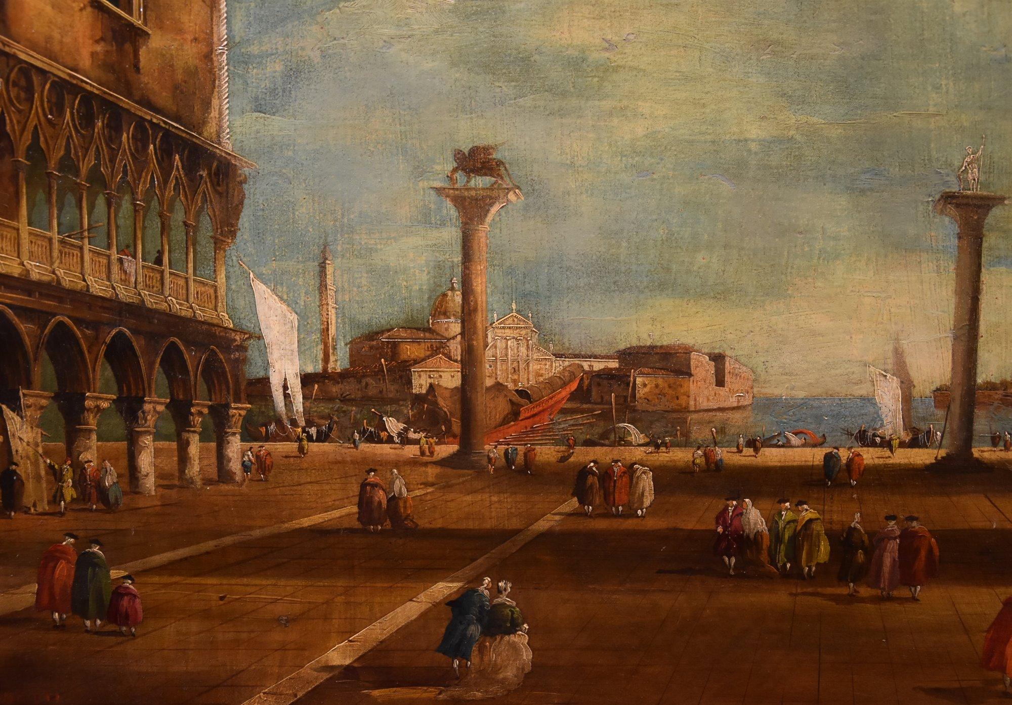 San Marco Venice Zanetti Zilla Paint 18th Century Oil on canvas Landscapa For Sale 7