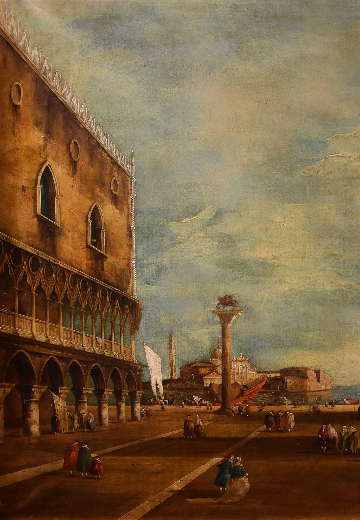 View of Piazzetta San Marco towards the Basin and the Island of San Giorgio in Venice  

Vittore Zanetti Zilla (Venice 1864 - Milan 1946) signed lower left ‘Zanetti’  

Oil on canvas  71 x 100 cm. In frame 93 x 124 cm.  

Magnificent view of