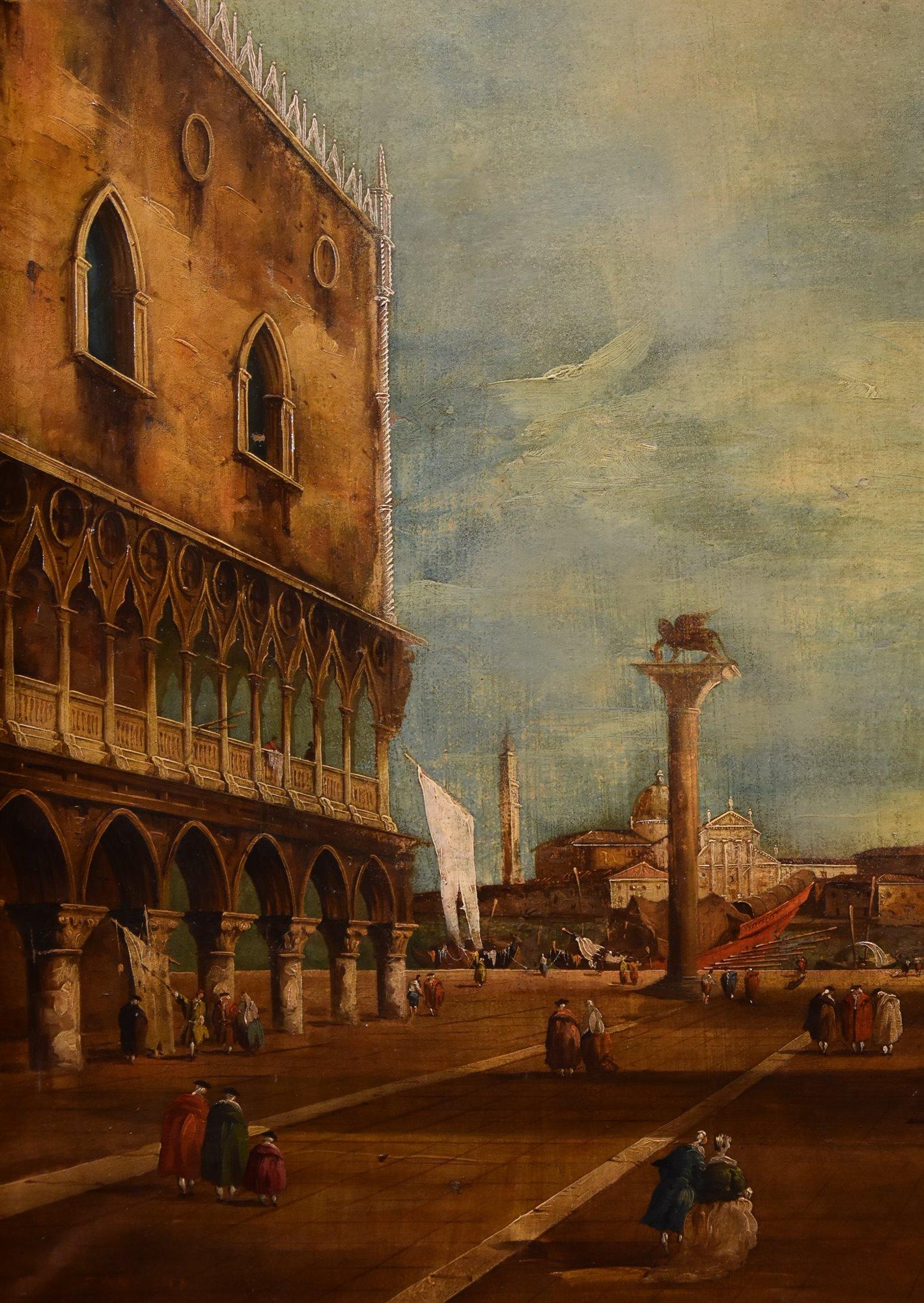 San Marco Venice Zanetti Zilla Paint 18th Century Oil on canvas Landscapa For Sale 1