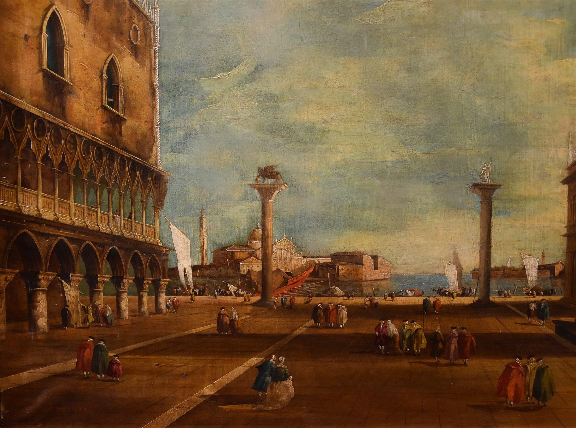 San Marco Venice Zanetti Zilla Paint 18th Century Oil on canvas Landscapa For Sale 6