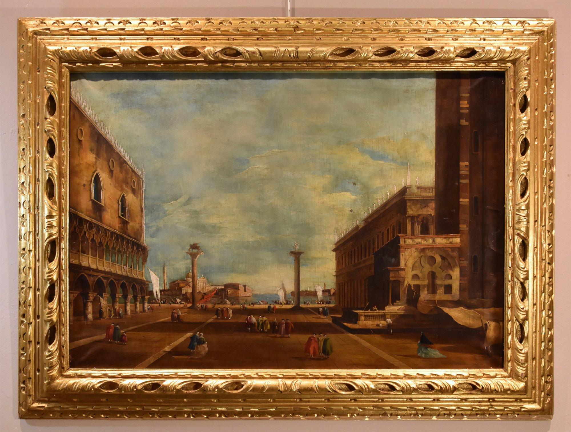 San Marco Venice Zanetti Zilla Paint 18th Century Oil on canvas Landscapa - Painting by Vittore Zanetti Zilla (Venise 1864 - Milan 1946)