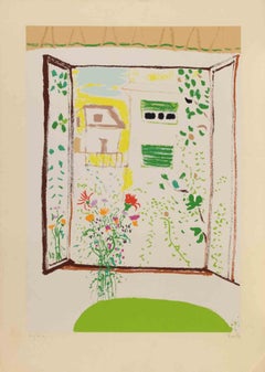 Balkon mit Blumen - Siebdruck von Vittoria De Francesco - 1990er Jahre