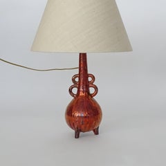 Vittoria Mazzotti Albisola Sculptural iridescent ceramic table lamp, Italy 1950s