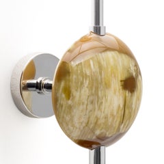 Vittoria Table Lamp in Horn, Stainless Steel & Ivory Shantung by Arcahorn