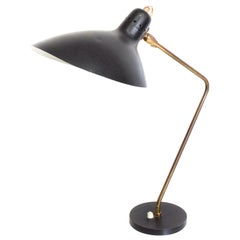 Vittoriano Vigano French Table Desk Lamp Black & Brass Serge Mouille France 1950