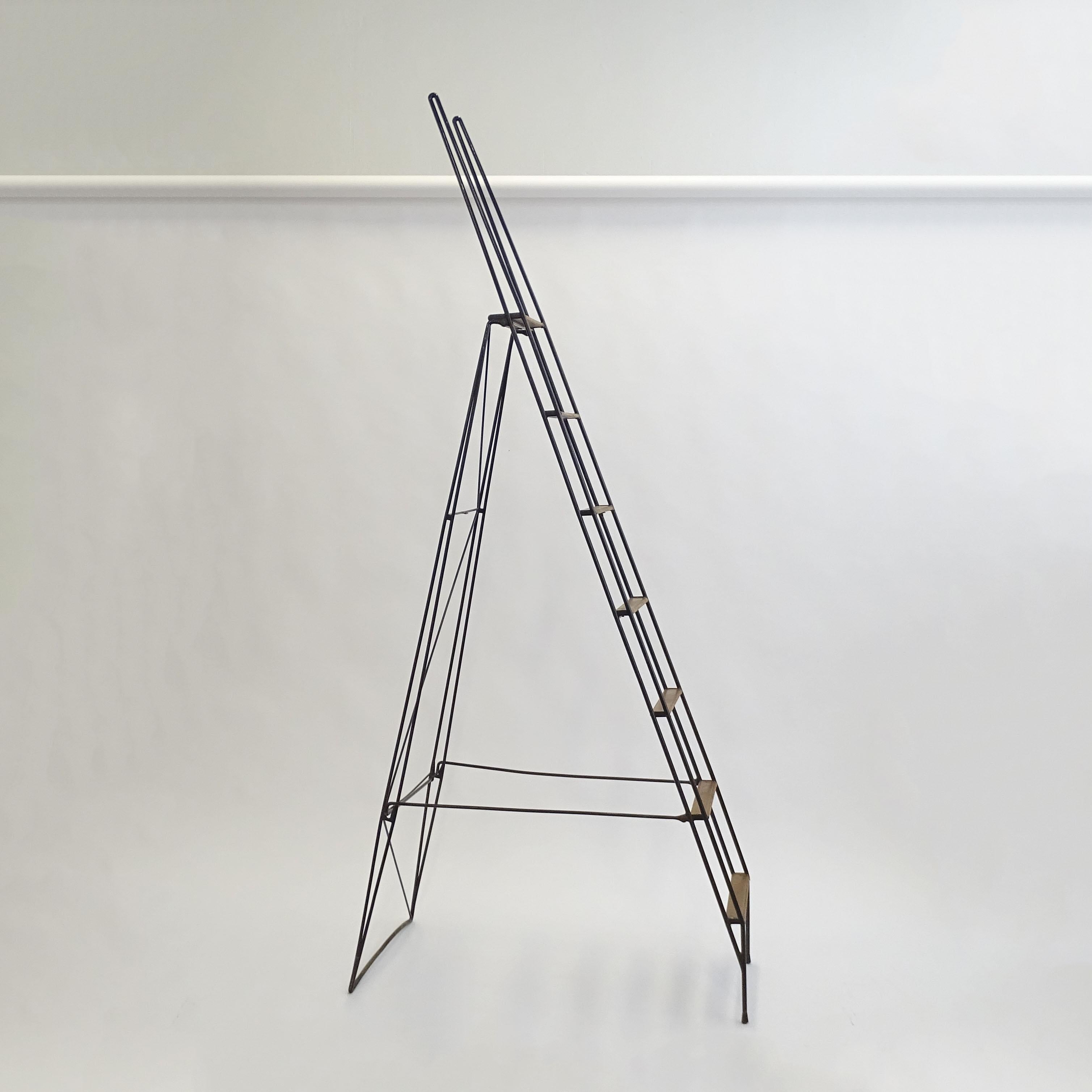 Vittoriano Viganò Minimal Floor Library Ladder for Azucena, Italy 1950
Published on the cover of Domus No. 244 March 1950.
Closed measurements 250.5 x 54 x 11 cm
The top step is 177 cm high.
