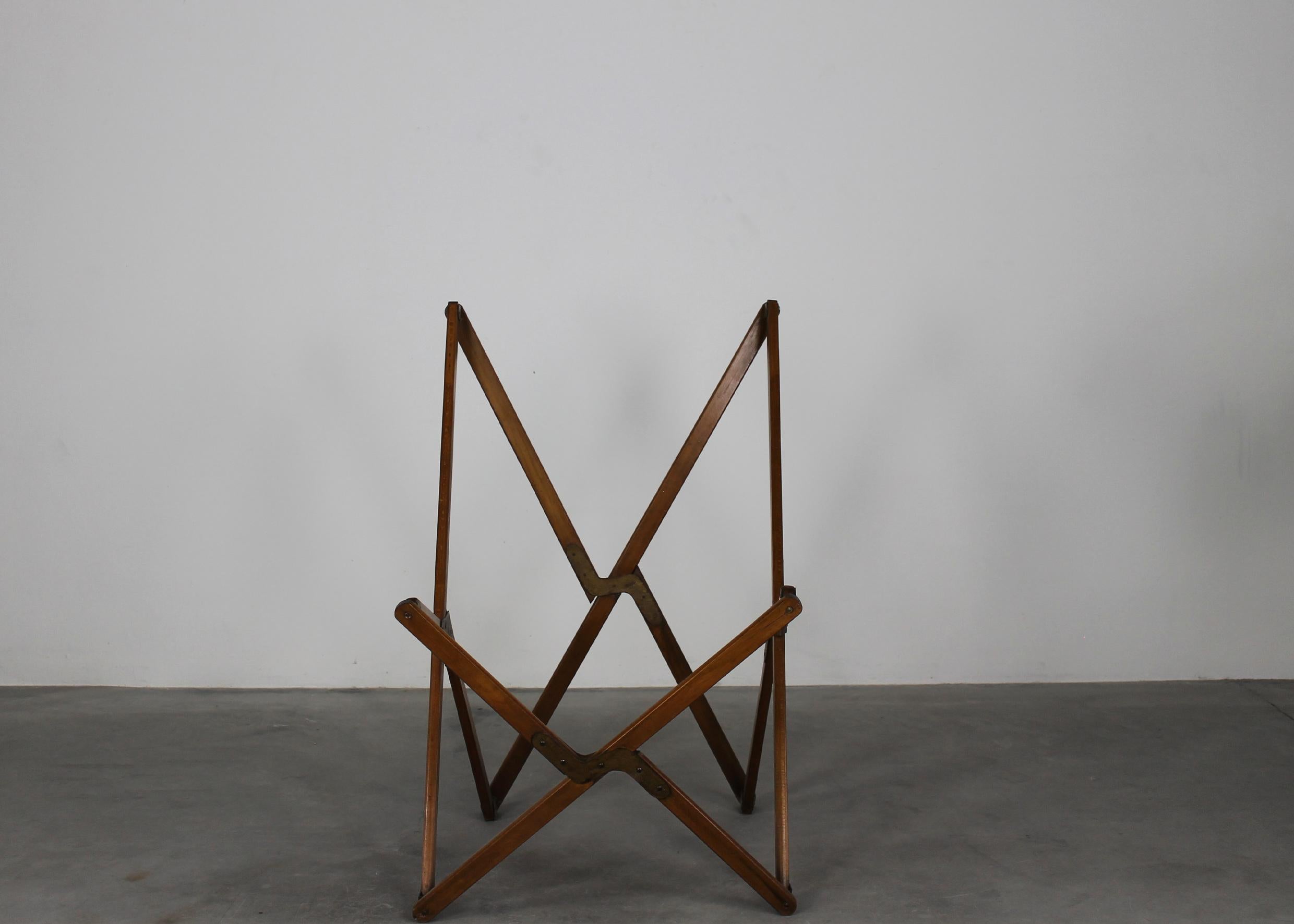 Other Tripolina Folding Chair in Wood and Leather by Paolo Vigano 1930s 