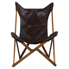 Vittoriano Viganò Tripolina Folding Chair in Wood and Leather 1930s Italy