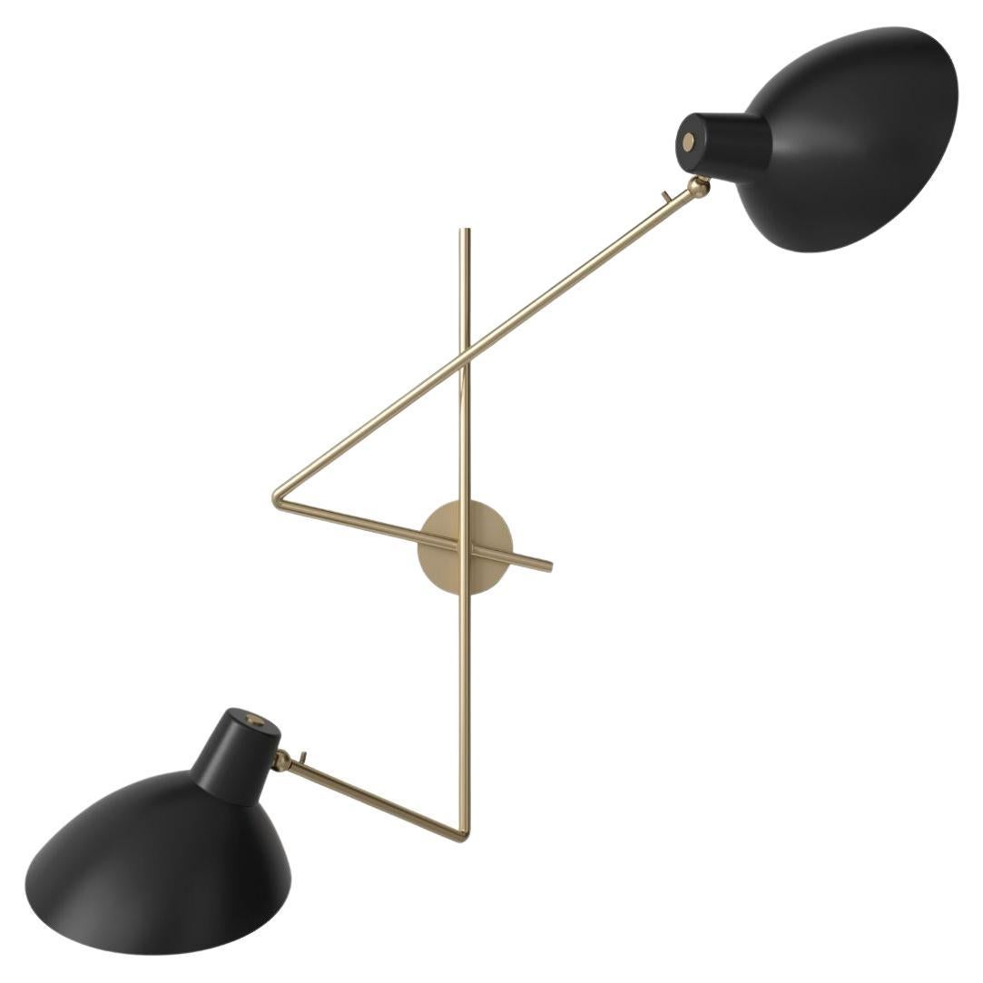 Vittoriano Viganò 'VV Cinquanta Twin' Wall Lamp in Brass and Black for Astep For Sale