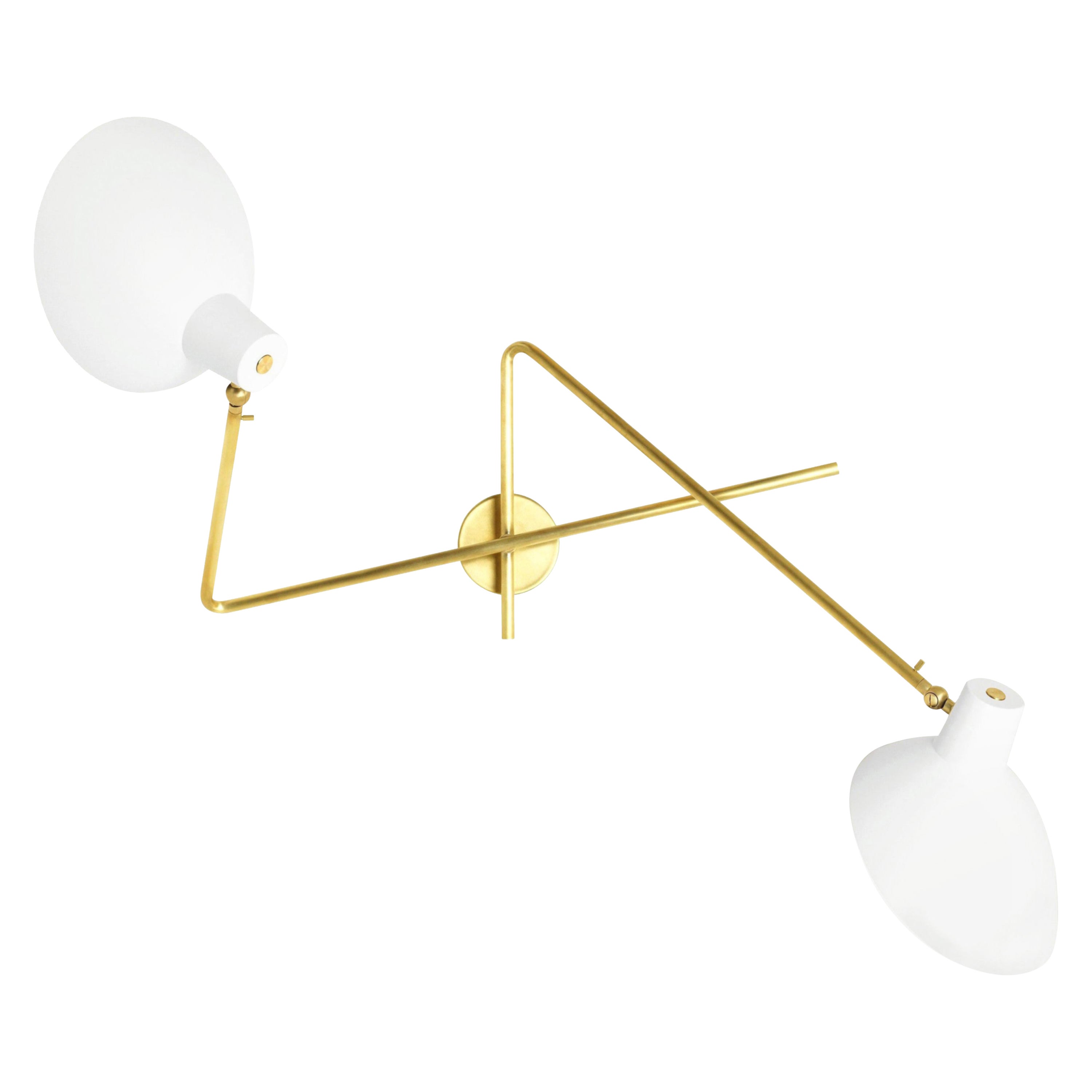 Applique 'VV Cinquanta Twin' de Vittoriano Viganò en laiton et blanc pour Astep