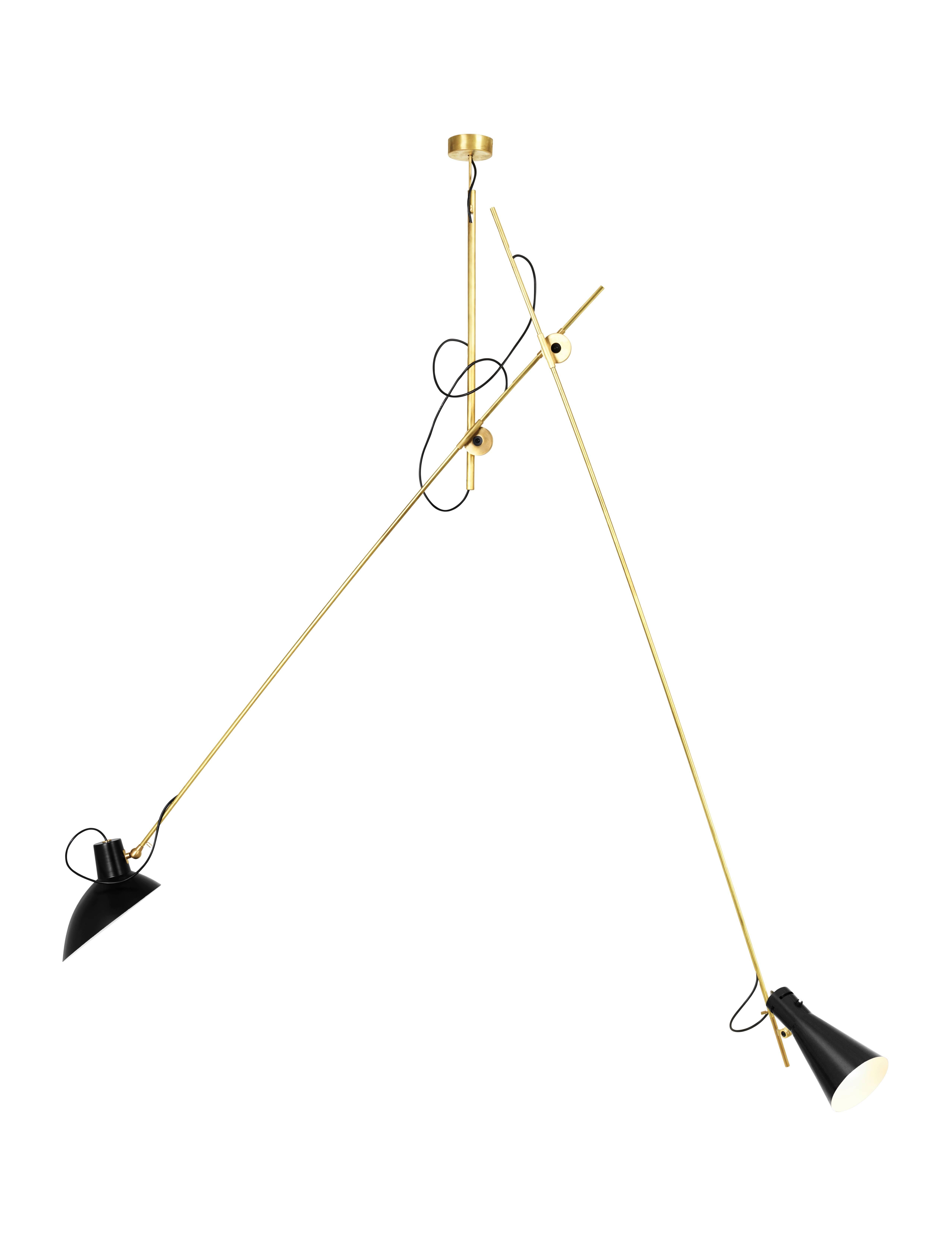 Contemporary Vittoriano Viganò 'VV Suspension' Lamp in Black and Brass