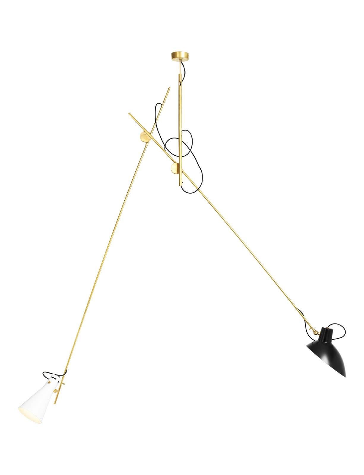 Aluminum Vittoriano Viganò 'VV Suspension' Lamp in Black and Brass