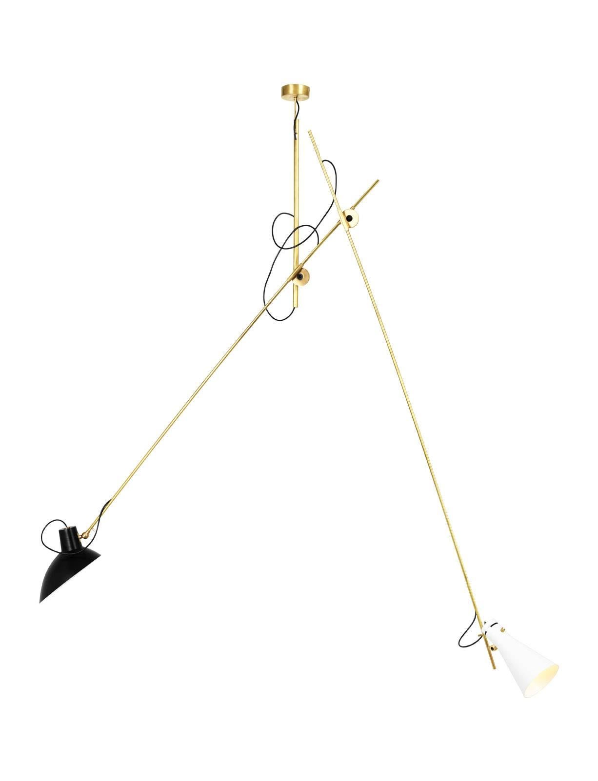 Vittoriano Viganò 'VV Suspension' Lamp in Black and Brass 1