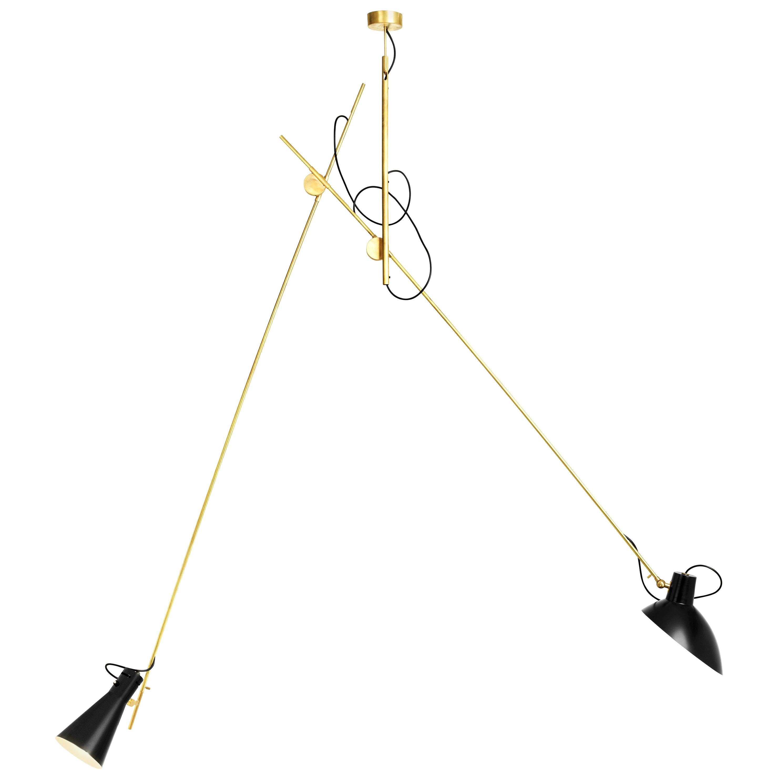 Vittoriano Viganò 'VV Suspension' Lamp in Black and Brass