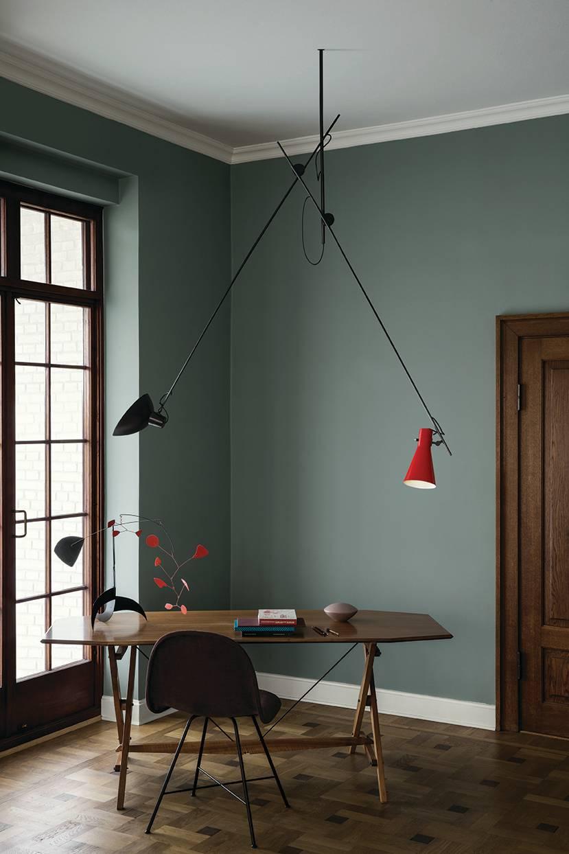 Enameled Vittoriano Viganò 'VV Suspension' Lamp in Black, White and Brass
