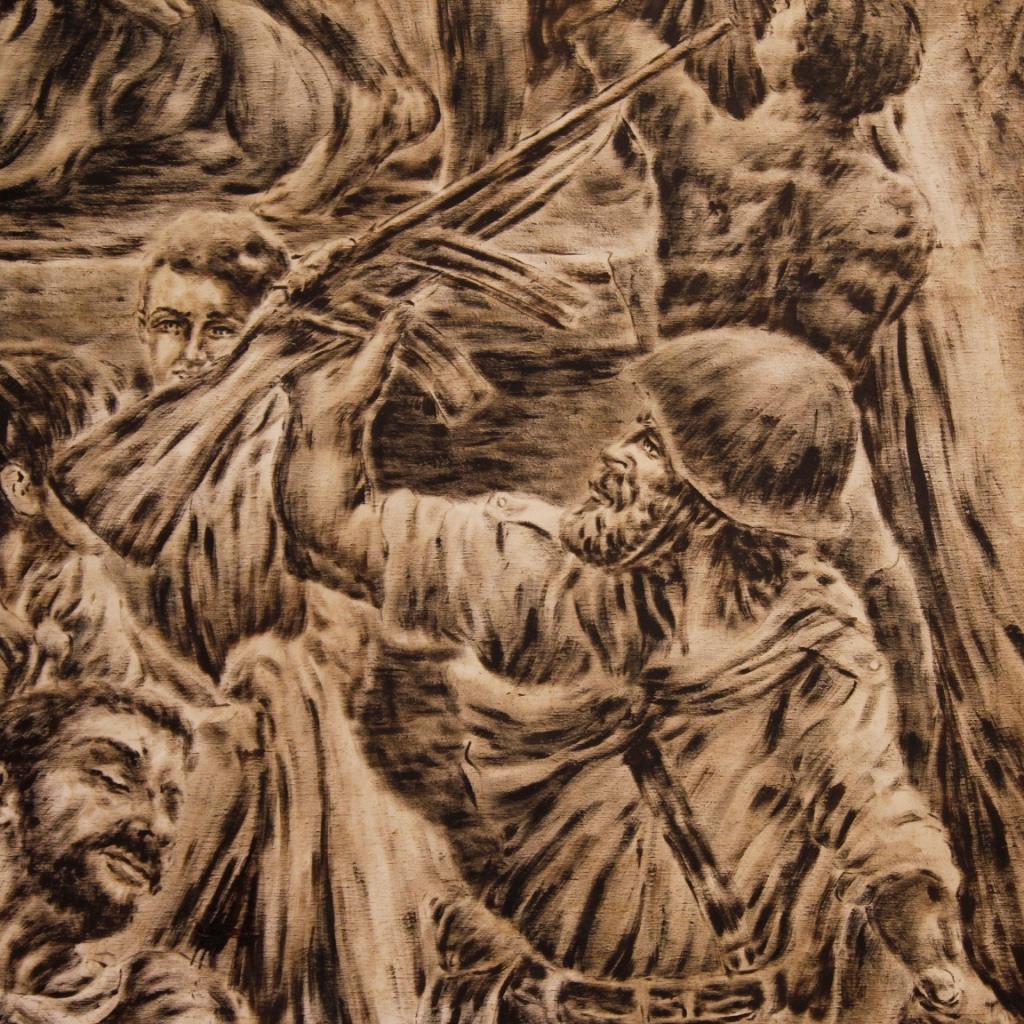20th Century Mixed-Media on Canvas Italian Signed Vittorini C. Painting, 1980 1