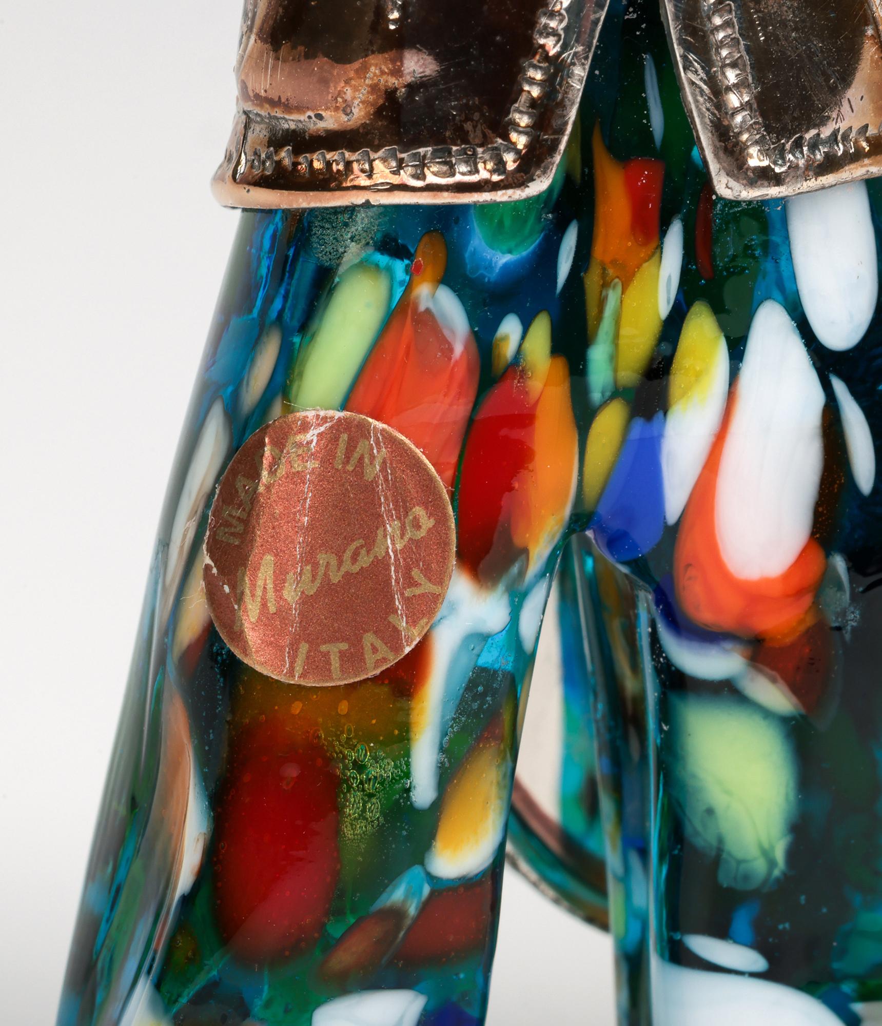 Vittorio Angini Figure de clown jouant du Cello, en Murano, montée sur argent en vente 6