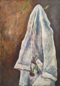 'Artist's Lab Coat' 1977 Oil on Canvas White and Brown Color Still Life Painting