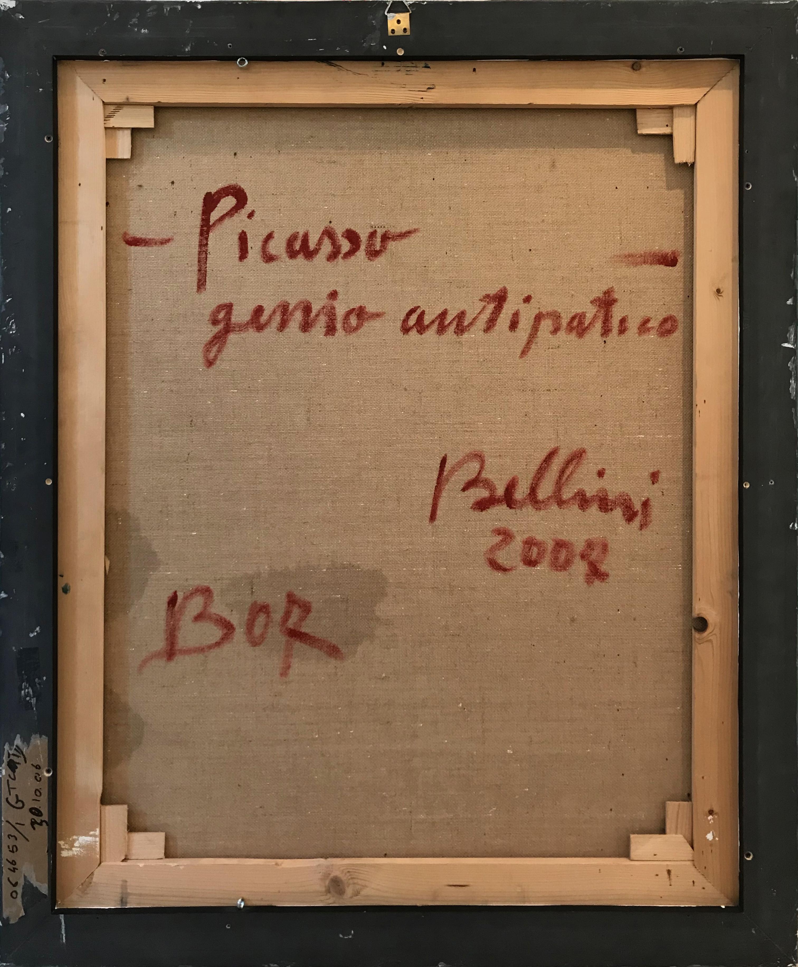 'Picasso, Unlikable Genius' 2007 Graffiti Expressionism Oil Mixed Media Canvas For Sale 6