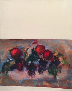 'Still Life' 1982 Oil on Canvas Painting Expressionism White Blue Violet Red 