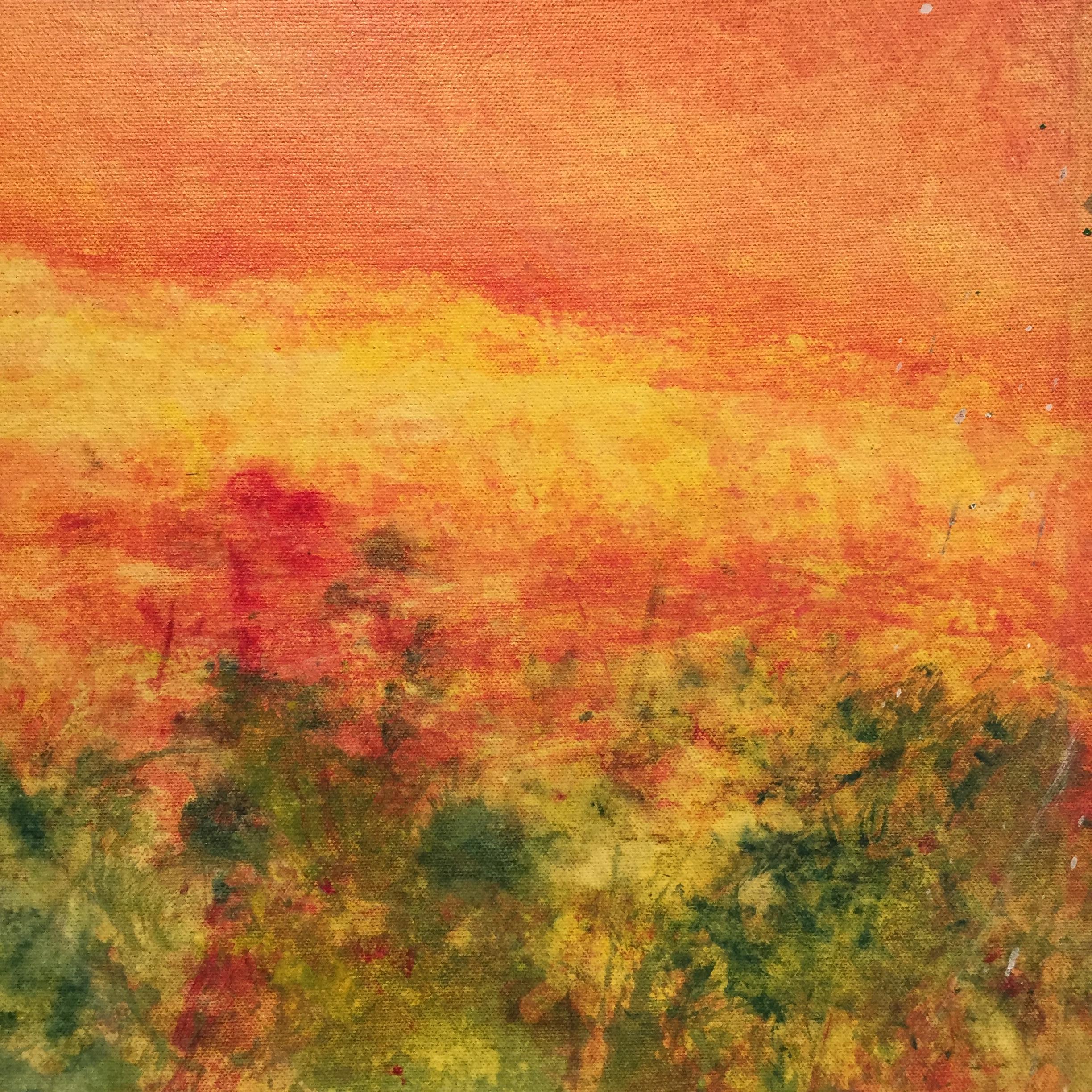 Vittorio Bellini 'Autumn' 1974 Oil Canvas Landscape Orange Yellow Green Colorful For Sale 11