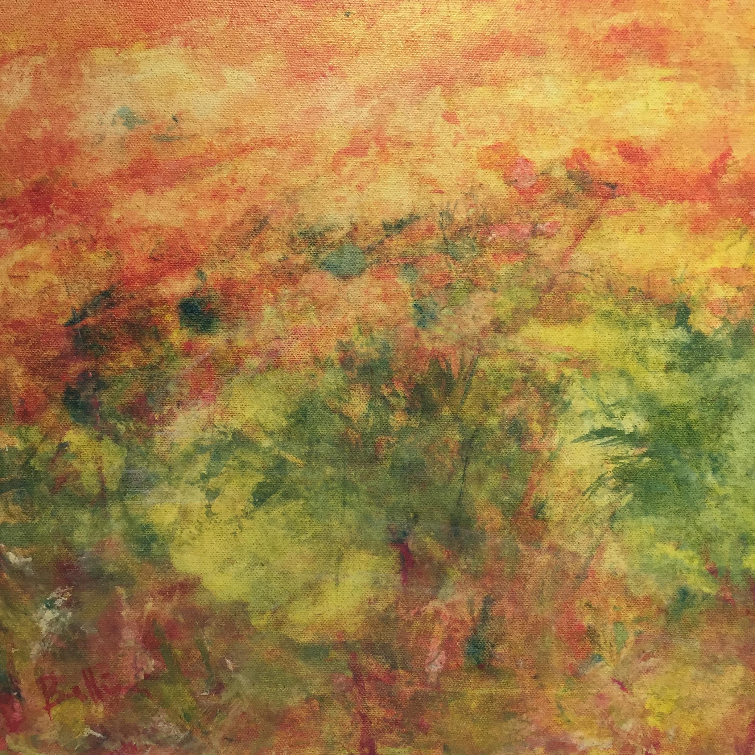 Vittorio Bellini 'Autumn' 1974 Oil Canvas Landscape Orange Yellow Green Colorful For Sale 12