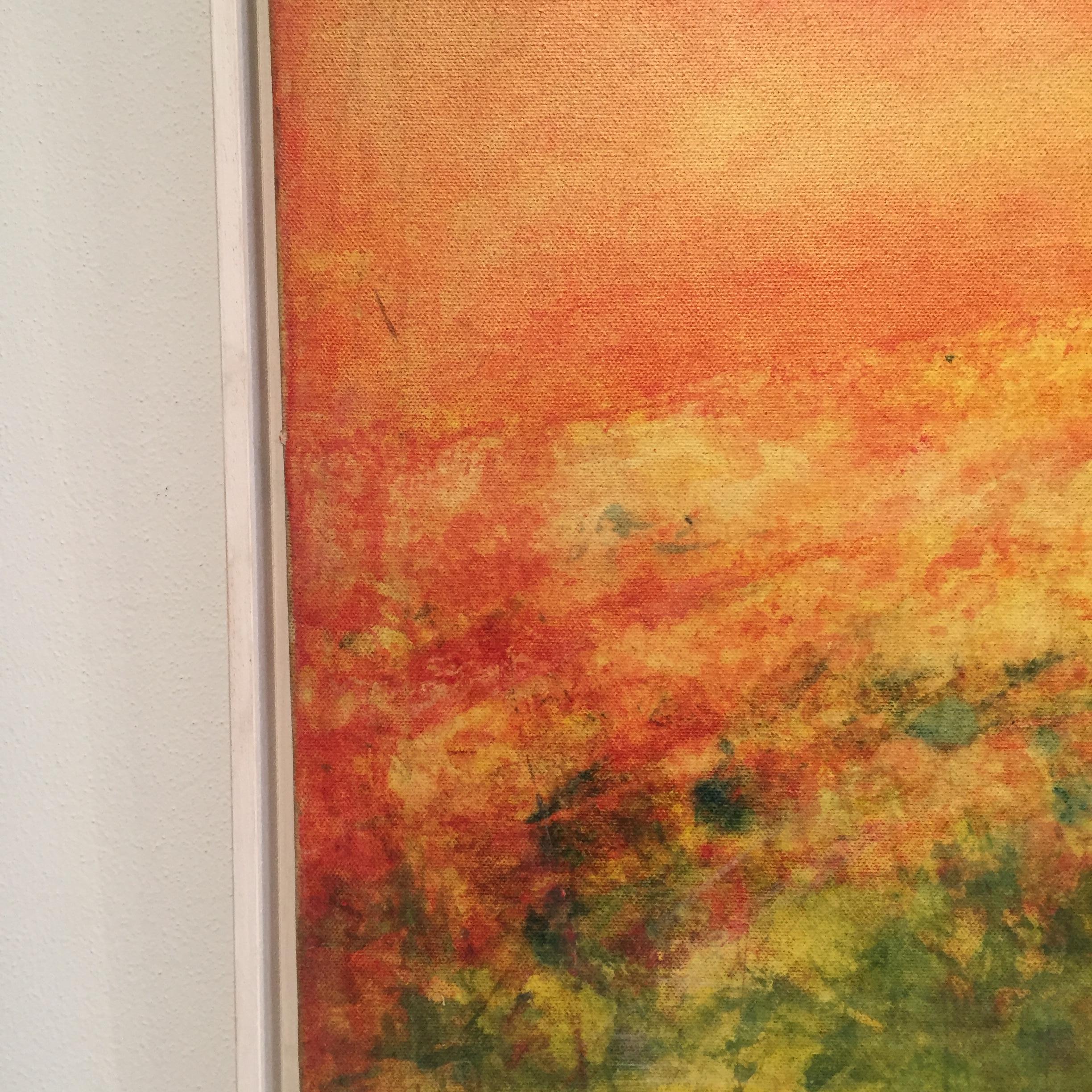 Vittorio Bellini 'Autumn' 1974 Oil Canvas Landscape Orange Yellow Green Colorful For Sale 18