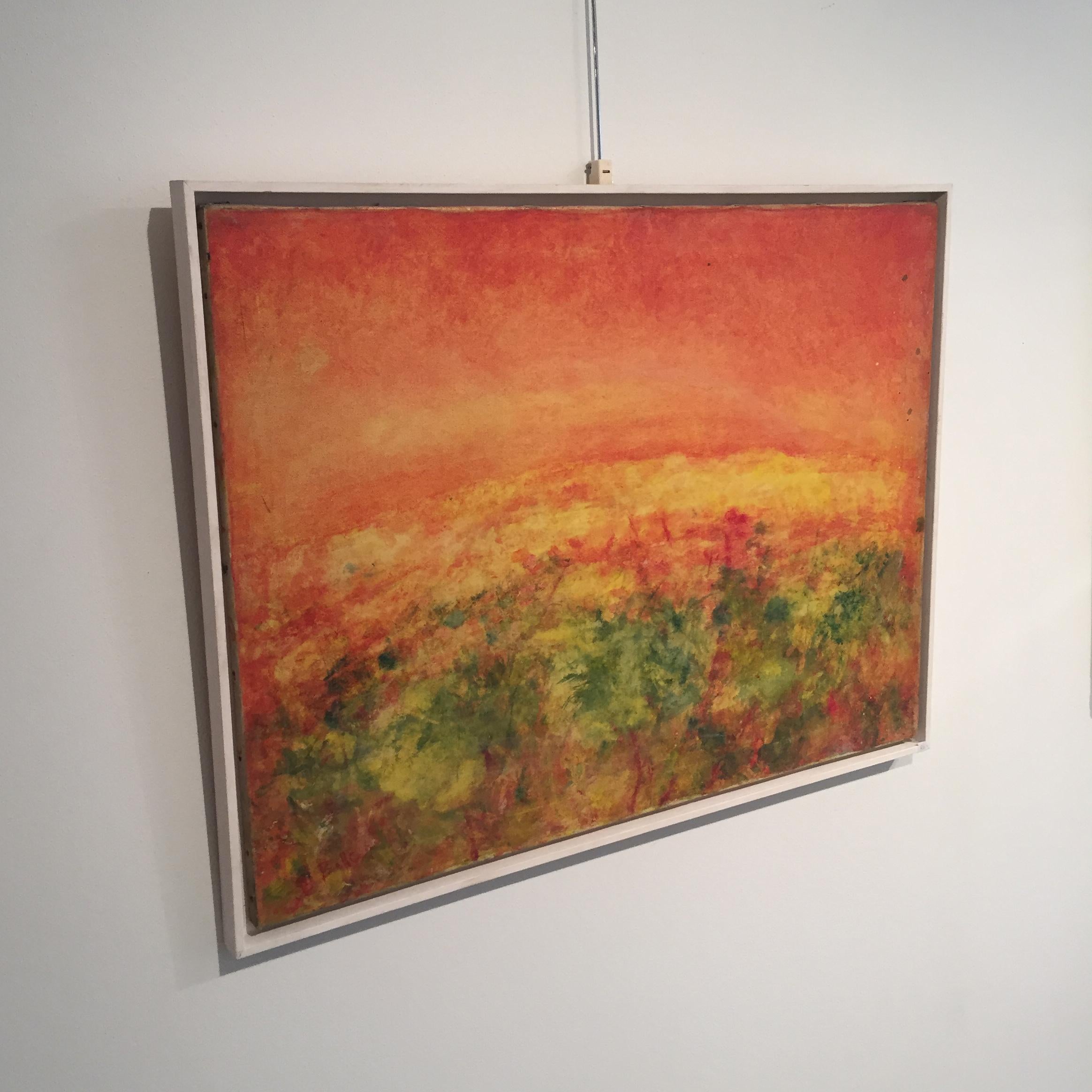 Vittorio Bellini 'Autumn' 1974 Oil Canvas Landscape Orange Yellow Green Colorful For Sale 6