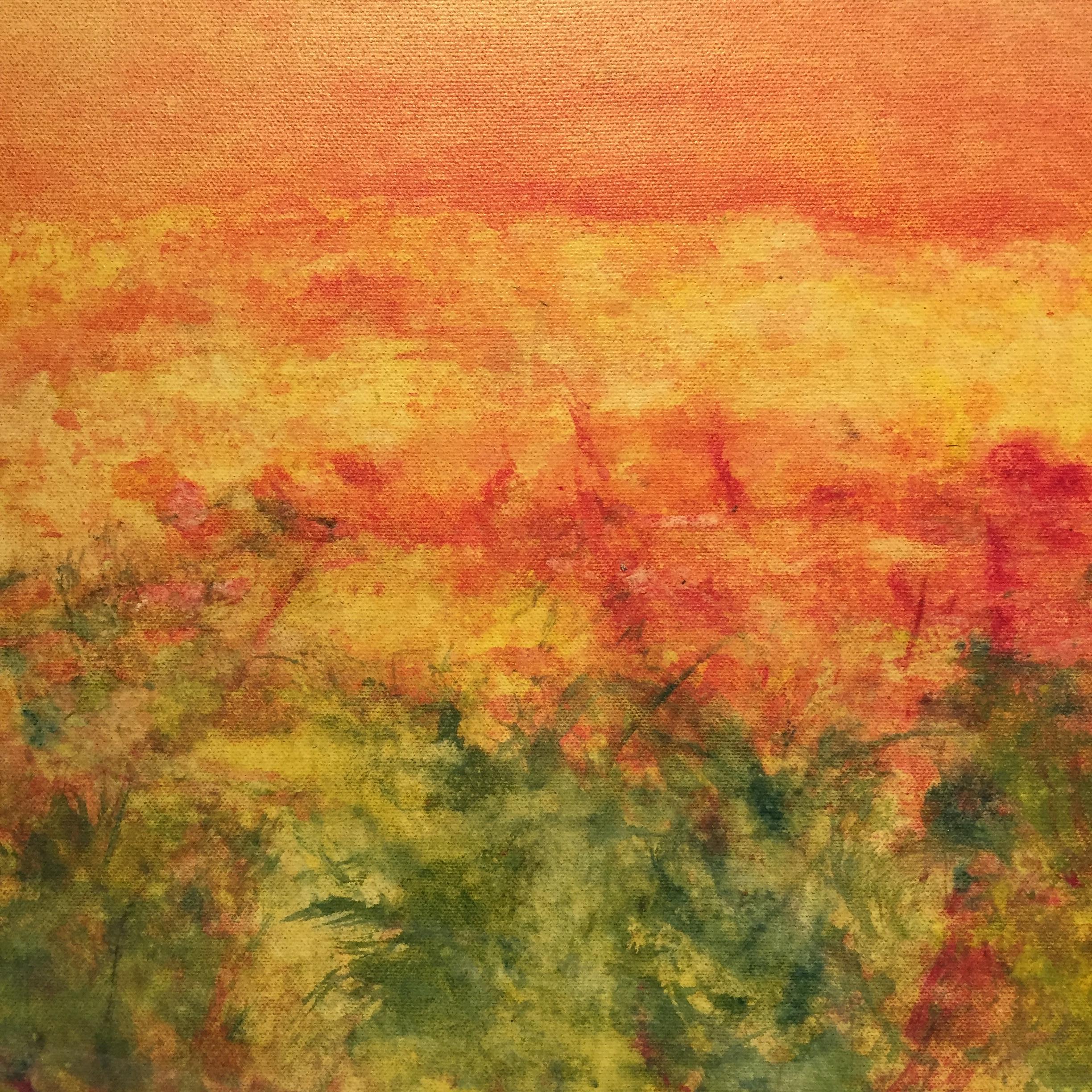 Vittorio Bellini 'Autumn' 1974 Oil Canvas Landscape Orange Yellow Green Colorful For Sale 7