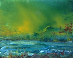 Vittorio Bellini 'Landscape' 2002-2003 Oil Enamel Canvas Blue Green Colorful