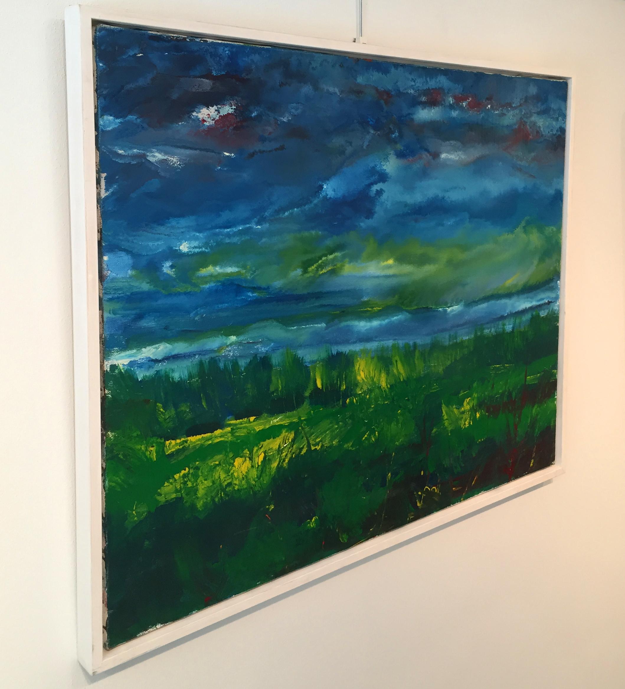 Vittorio Bellini 'Landscape' 2002-2003 Oil Enamel Canvas Blue Sky Colorful For Sale 3