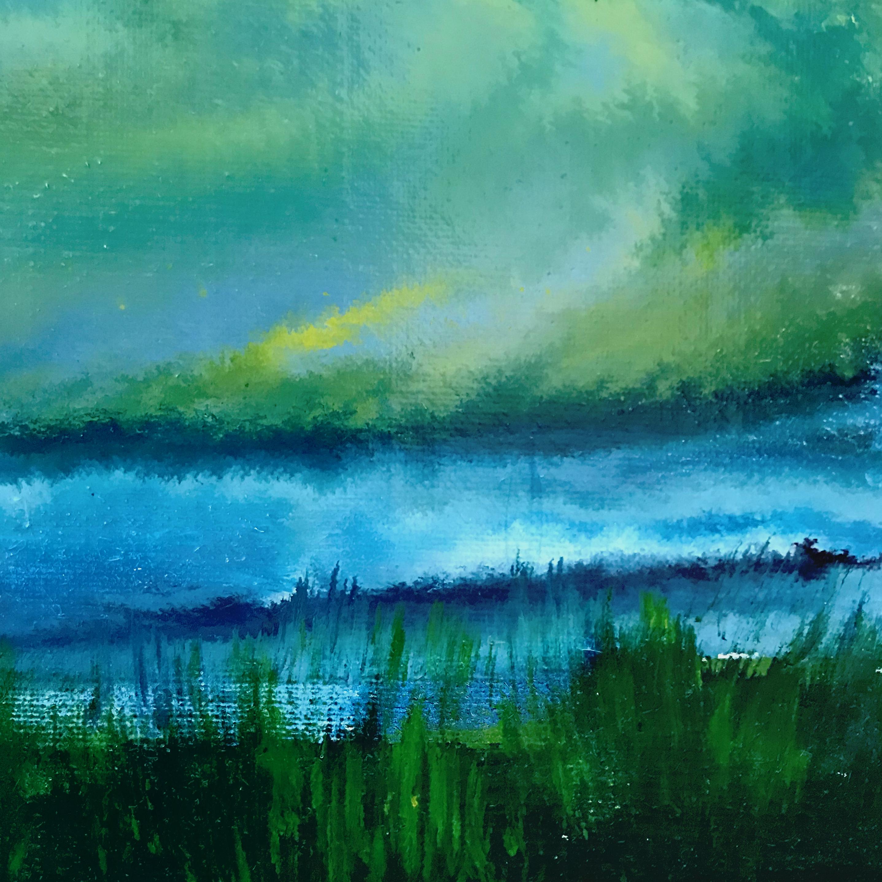 Vittorio Bellini 'Landscape' 2002-2003 Oil Enamel Canvas Blue Sky Colorful For Sale 8