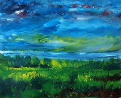 Vittorio Bellini 'Landscape' 2002-2003 Oil Enamel Canvas Blue Sky Colorful