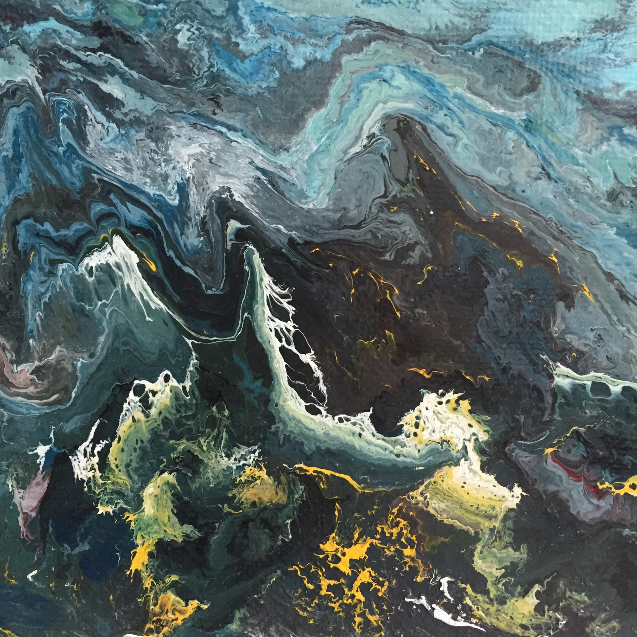 Vittorio Bellini 'Landscape' 2002-2003 Oil Enamel Canvas Sky Sea Colorful Blue For Sale 9